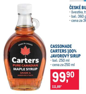CASSONADE CARTERS 100 % JAVOROVÝ SIRUP