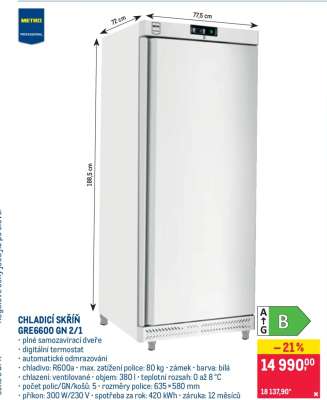 CHLADICÍ SKŘÍŇ GRE600 GN 2/1