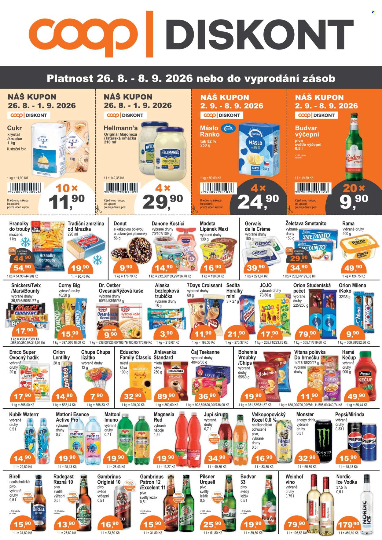Leták coop DISKONT - 26. 8. 2026 - 8. 9. 2026. Strana 1