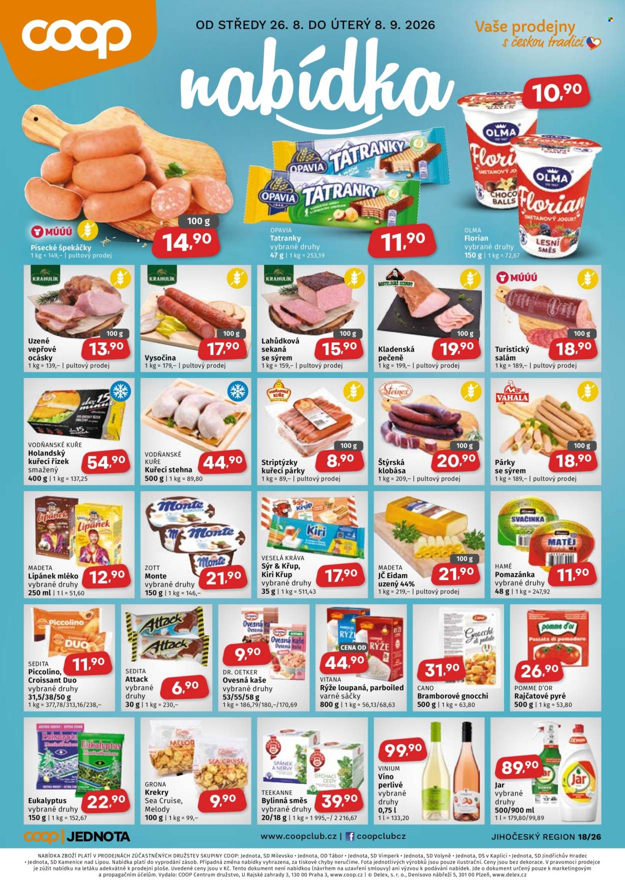 Leták coop JEDNOTA - 26. 8. 2026 - 8. 9. 2026. Strana 1