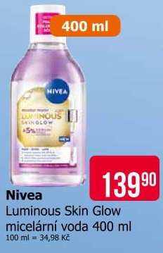Nivea Luminous Skin Glow micelární voda 400 ml