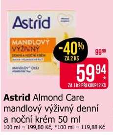 Astrid Almond Care mandlový výživný denní a noční krém 50 ml