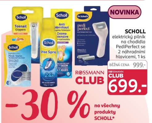 SCHOLL elektrický pilník na chodidla PediPerfect se 2 náhradními hlavicemi, 1 ks