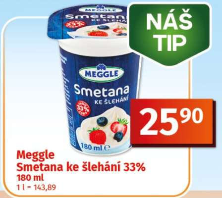 Meggle Smetana ke šlehání 33%