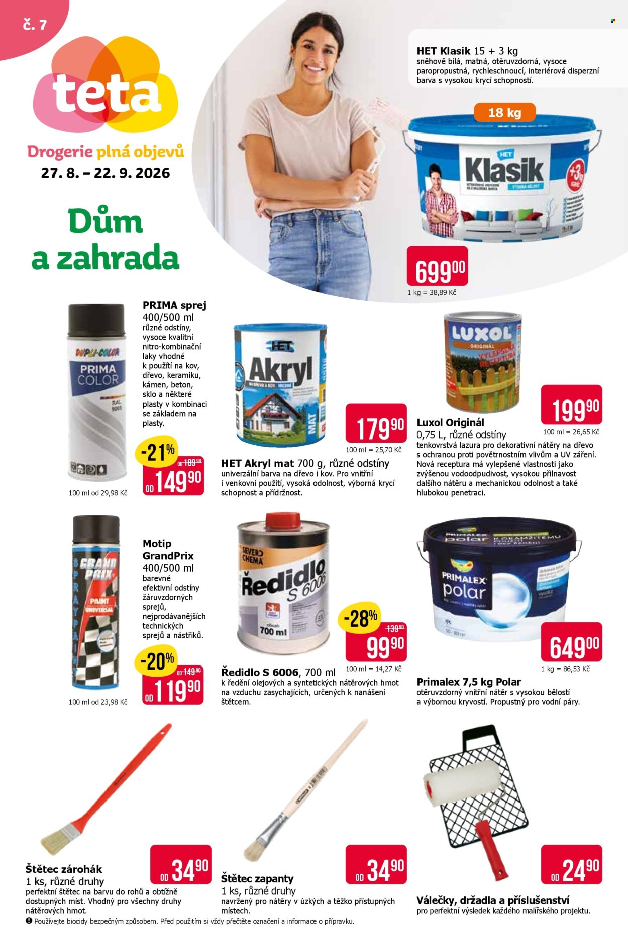 Leták Teta drogerie - 27. 8. 2026 - 22. 9. 2026. Strana 1