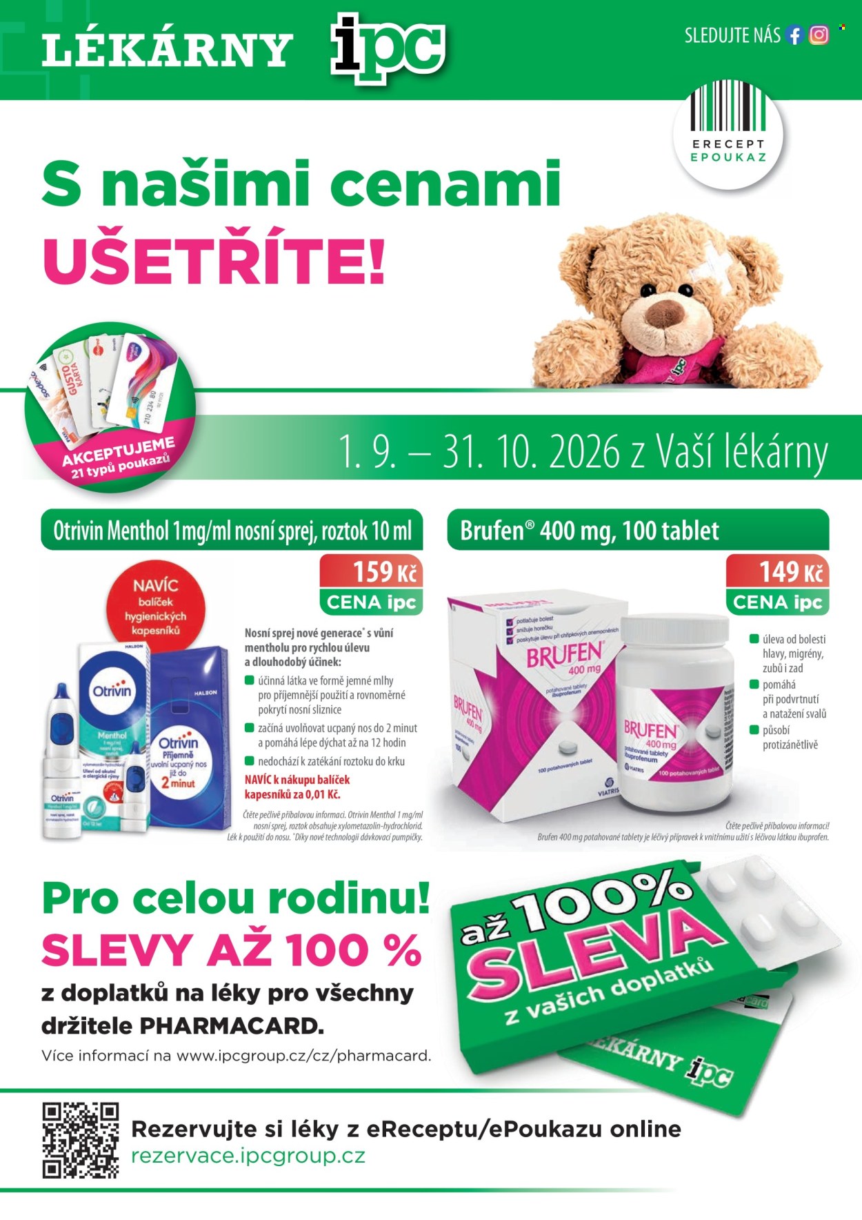 Leták Lékárny IPC - 1. 9. 2026 - 31. 10. 2026. Strana 1