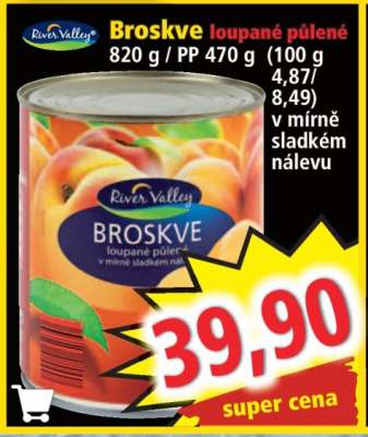 Broskve loupané půlené