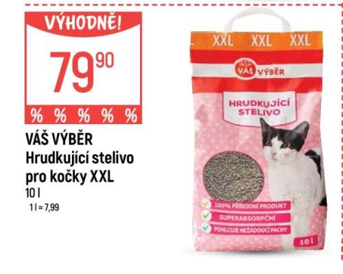 VÁŠ VÝBĚR Hrudkující stelivo pro kočky XXL
