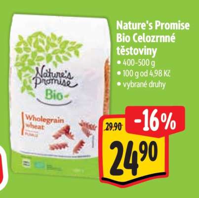 Nature's Promise Bio Celozrnné těstoviny