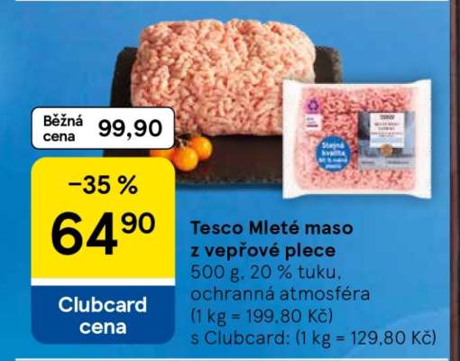 Tesco Mleté maso z vepřové plece
