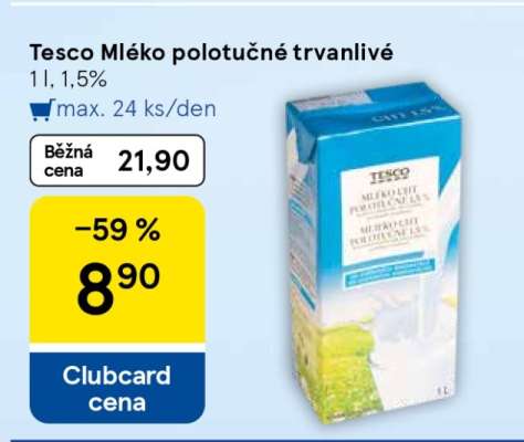 Tesco Mléko polotučné trvanlivé