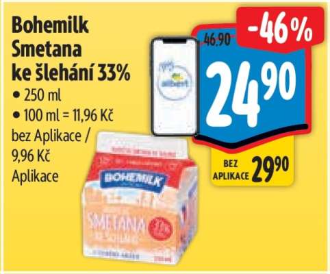 Bohemilk Smetana ke šlehání 33%