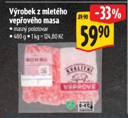 Výrobek z mletého vepřového masa