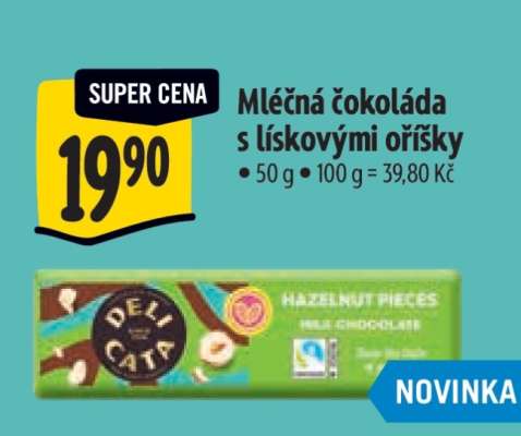 Mléčná čokoláda s lískovými oříšky