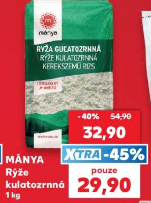 MÁNYA Rýže kulatozrnná 1 kg