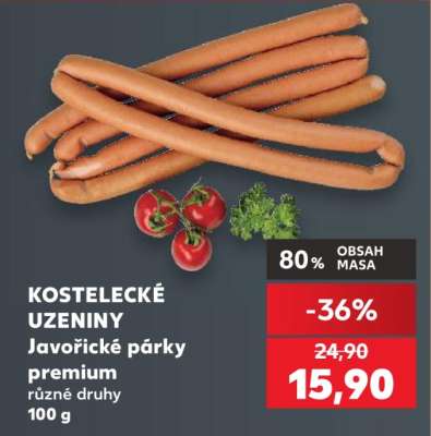 KOSTELECKÉ UZENINY Javořické párky premium