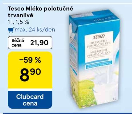 Tesco Mléko polotučné trvanlivé