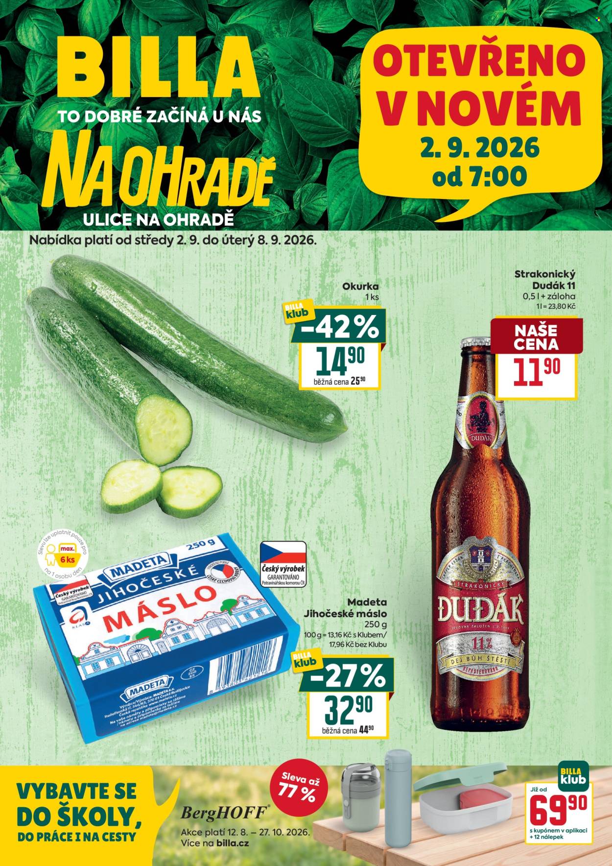 Leták BILLA - 2. 9. 2026 - 8. 9. 2026. Strana 1
