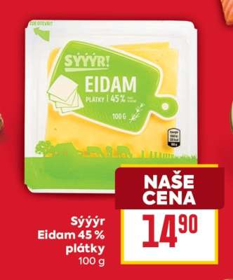 Sýýýr Eidam 45% Plátky