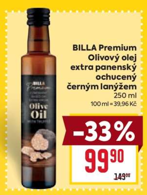 BILLA Premium Olivový olej extra panenský ochucený černým lanýžem