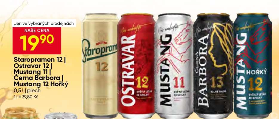 Staropramen 12 | Ostravar 12 | Mustang 11 | Cerna Barbora | Mustang 12 Hořký
