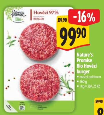 Nature’s Promise Bio Hovězí burger