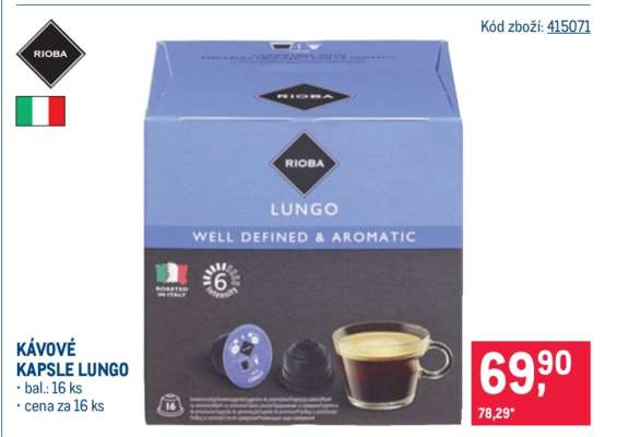 Kávové kapsle Lungo