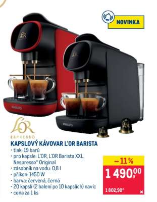 KAPSLOVÝ KÁVOVAR L'OR BARISTA