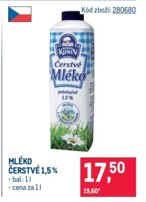 Mléko čerstvé 1,5 %