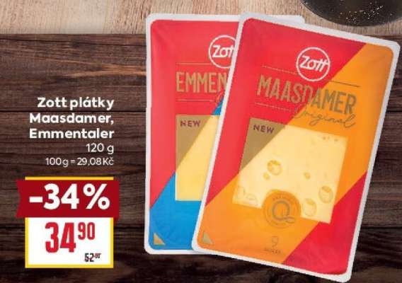 Zott plátky Maasdamer, Emmentaler