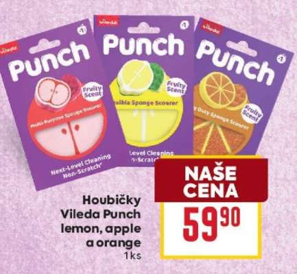 Houbičky Vileda Punch lemon, apple a orange