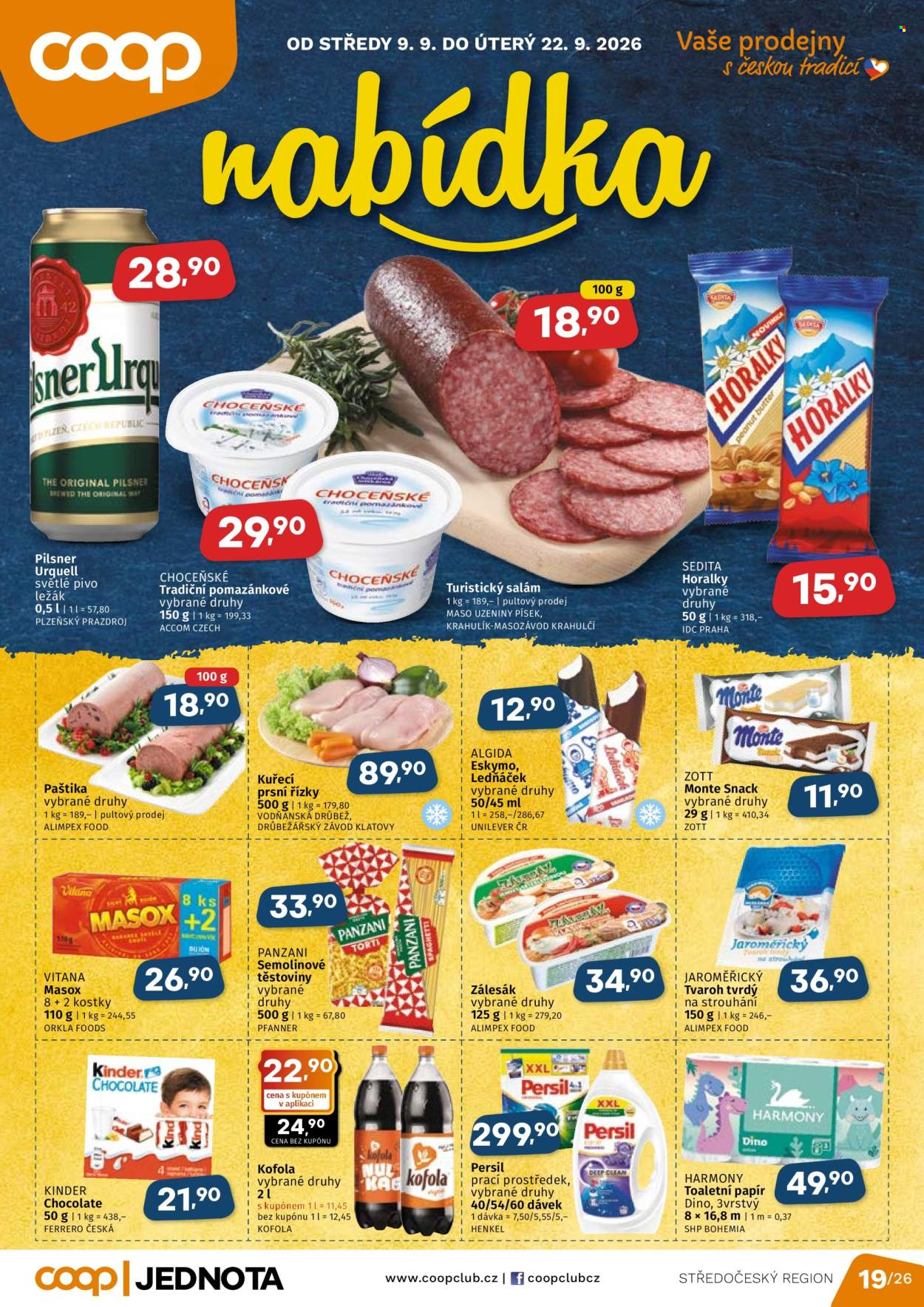 Leták coop JEDNOTA - 9. 9. 2026 - 22. 9. 2026. Strana 1