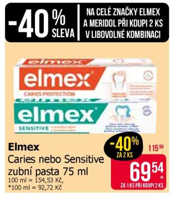 Elmex Caries nebo Sensitive zubní pasta 75 ml