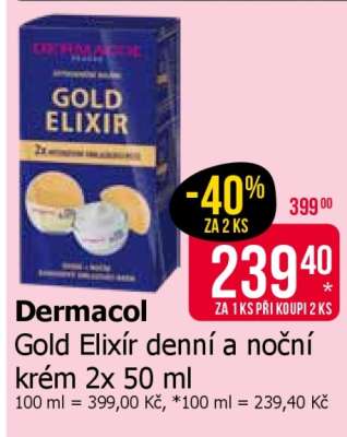 Dermacol Gold Elixir denní a noční krém 2x 50 ml