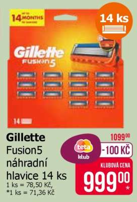 Gillette Fusion5 náhradní hlavice 14 ks