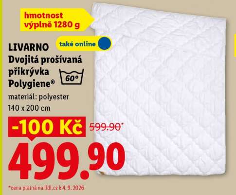 LIVARNO Dvojitá prošívaná přikrývka Polygiene®