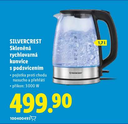 SILVERCREST Skleněná rychlovarná konvice s podsvícením