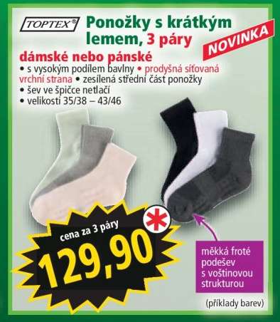 Ponožky s krátkým lemem, 3 páry