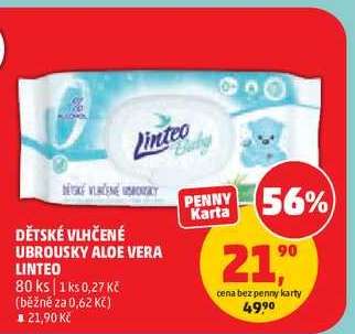Dětské vlhčené ubrousky Aloe Vera Linteo