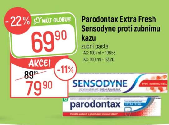 Parodontax Extra Fresh Sensodyne proti zubnímu kazu