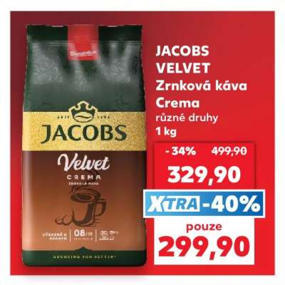 JACOBS VELVET Zrnková káva Crema