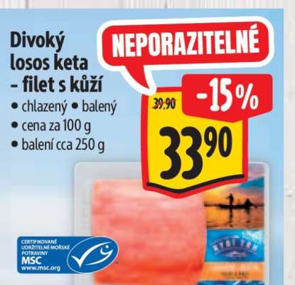 Divoký Losos keta – filet s kůží
