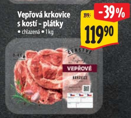 Vepřová krkovice s kostí – plátky •