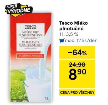 Tesco Mléko plnotučné