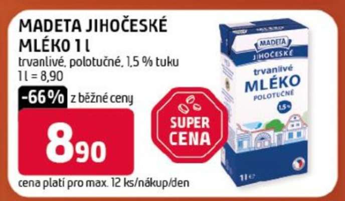 MADETA Jihočeské mléko 1 l