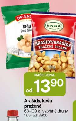 Arašidy, kešu pražené