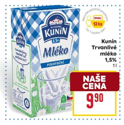 Kunín Trvanlivé mléko 1,5%