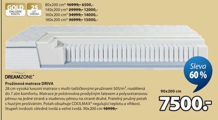 DREAMZONE Pružinová matrace DRIVA