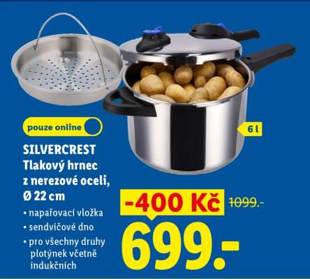 SILVERCREST Tlakový hrnec z nerezové oceli, Ø 22 cm